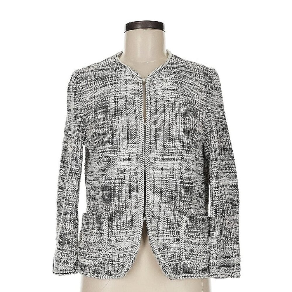 Max Studio Cream and Black Textured Sweater Jacket Sz XS